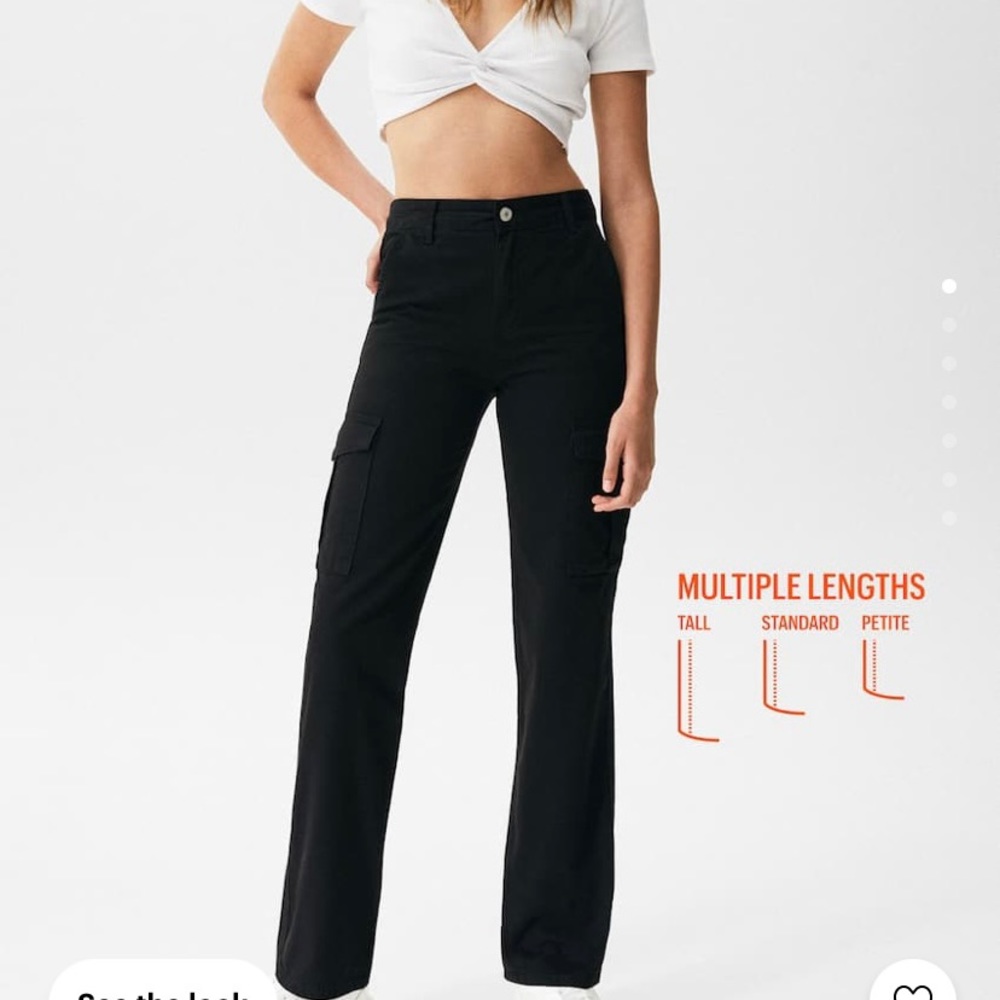 Straight Fit Black Cargo Pants